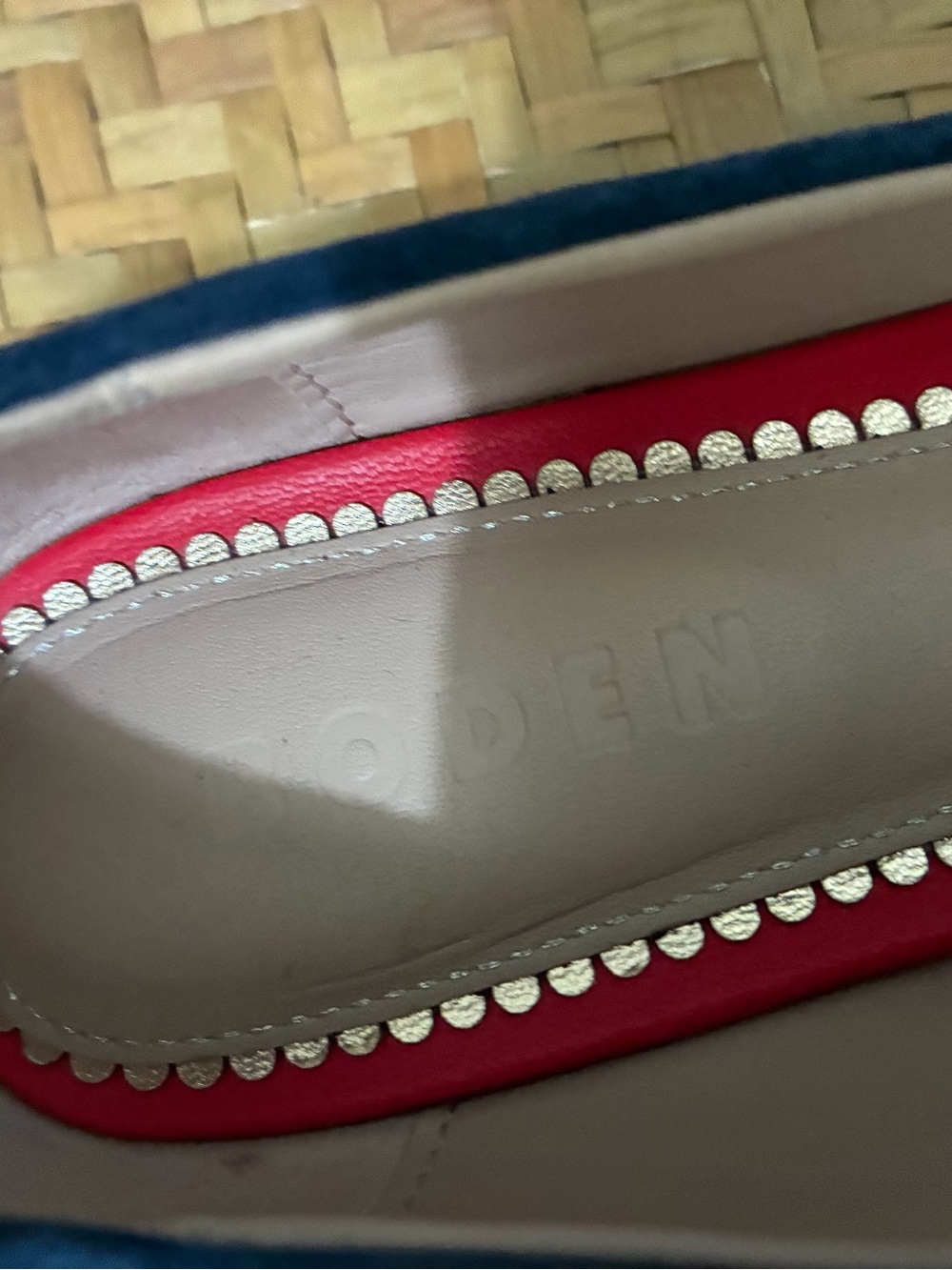 Boden Red Leather and Blue Suede Flats Size US 6 EU 36 - Picture 3 of 8